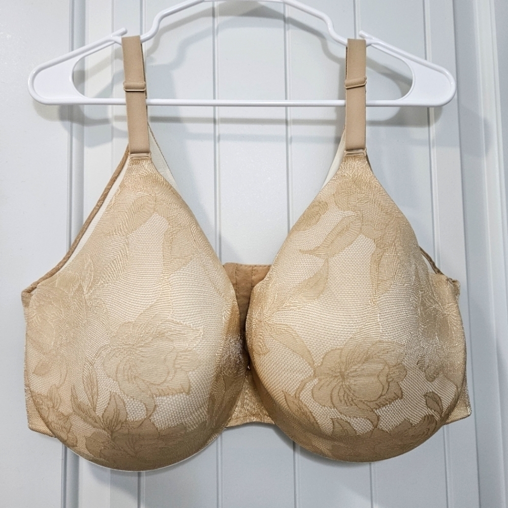 Lane Bryant Cacique Tan Floral Lace Overlay Bra Size 42F